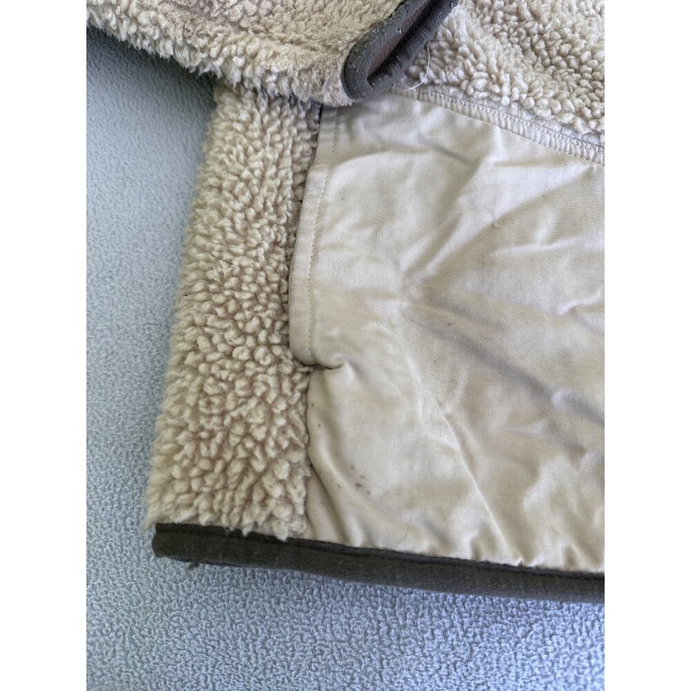 Lands End Kids Jacket Medium 8/10 Sherpa Full Zip‎ Hood Oatmeal Fleece Sweater - Picture 9 of 12